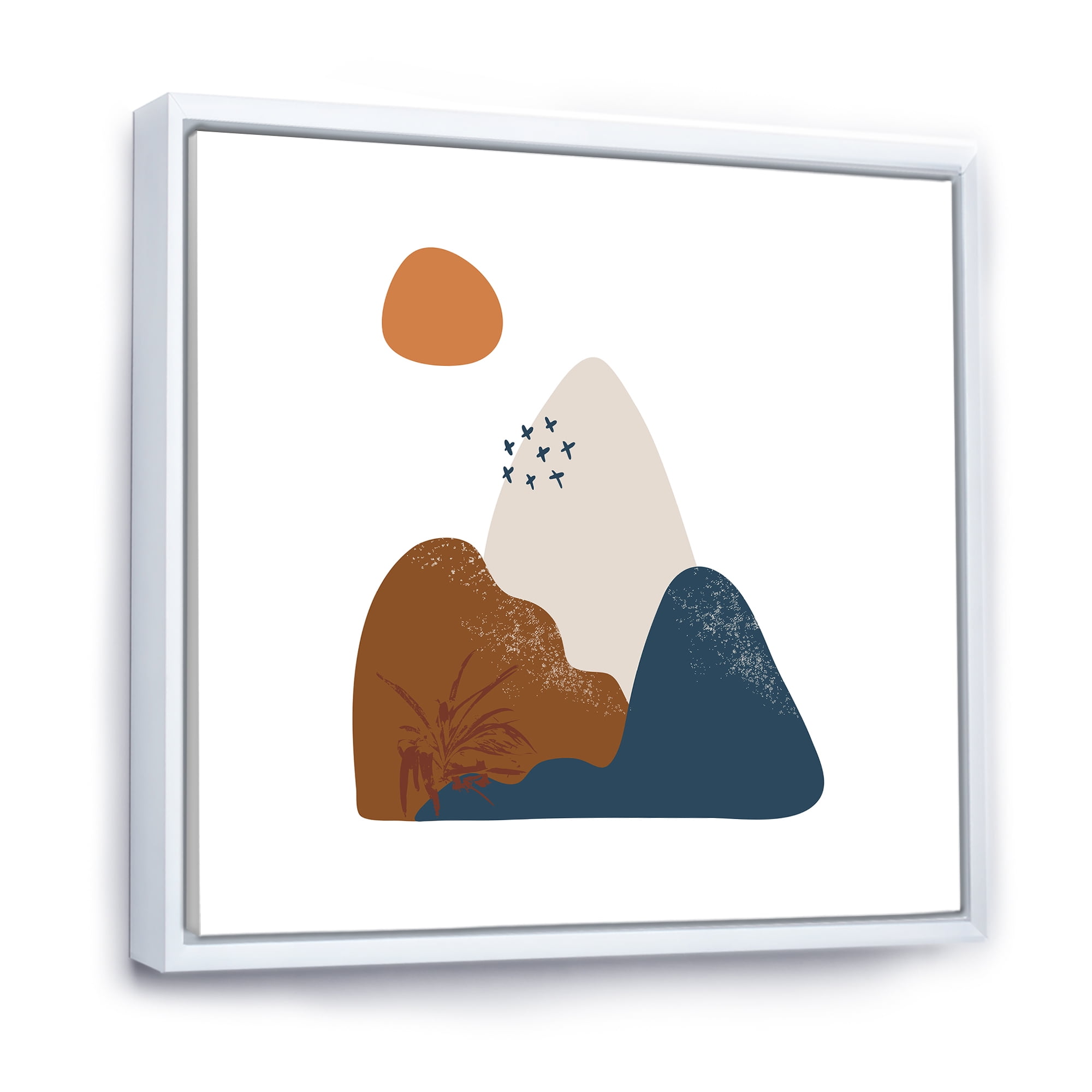 Designart 'Abstract Minimal Shapes Under Flowers VI' Modern Framed Canvas Wall Art Print