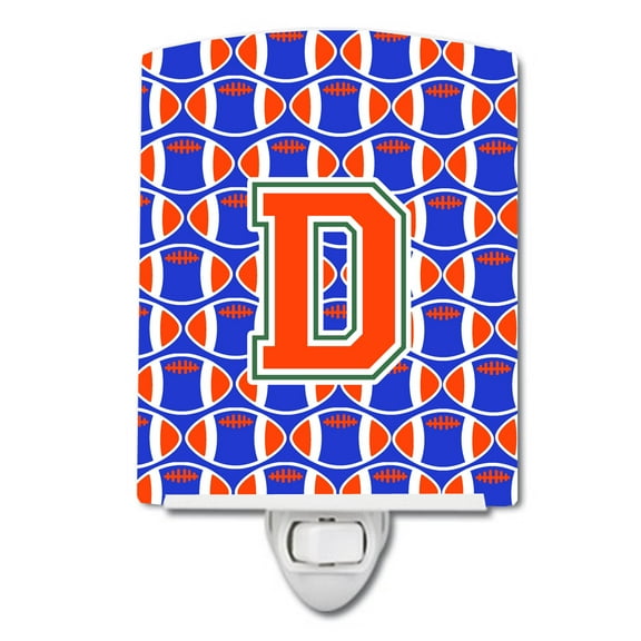 Letter D Football Green, Blue and Orange Ceramic Night Light
