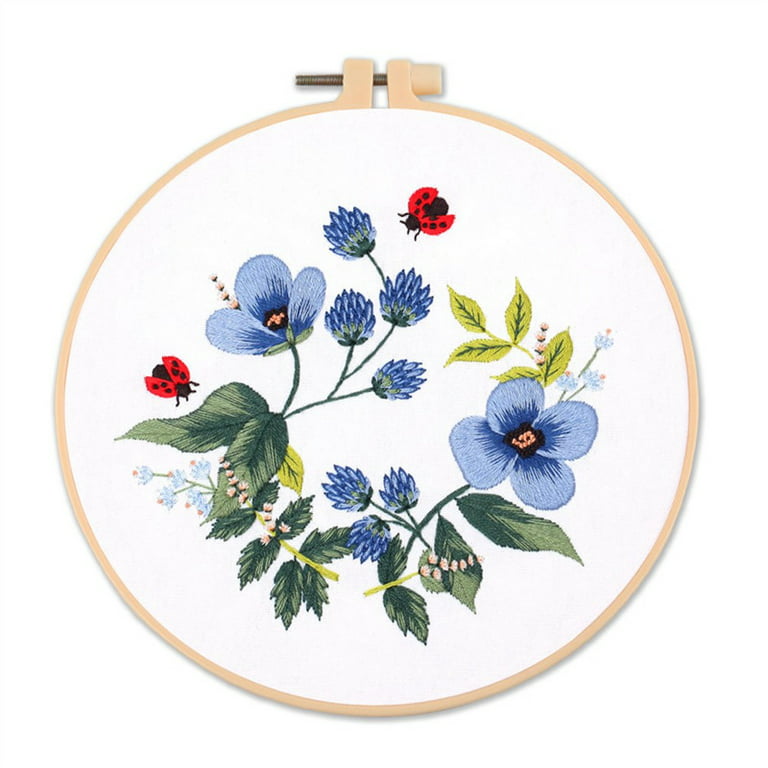 Gerich Flower Insect Cross Stitch Kit,DIY Embroidery Kit & Hoop,Starter Kit  Tool for Adults and Kids 
