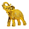 thumbnail image 5 of Dalax- 10” (H) Gold Color Elegant Decorative Elephant Statue Trunk Facing Upwards Collectible Wealth Lucky Elephants Figurine, Perfect for Home Decor, Office Decoration Ornaments Statues Gifts Set, 5 of 5