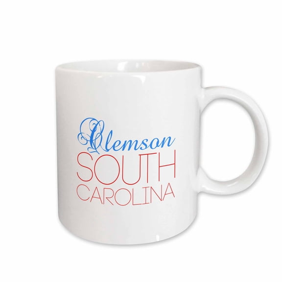 3drose, Clemson South Carolina Blue, Red Text. Patriotic Home Town Design, 15oz Mug