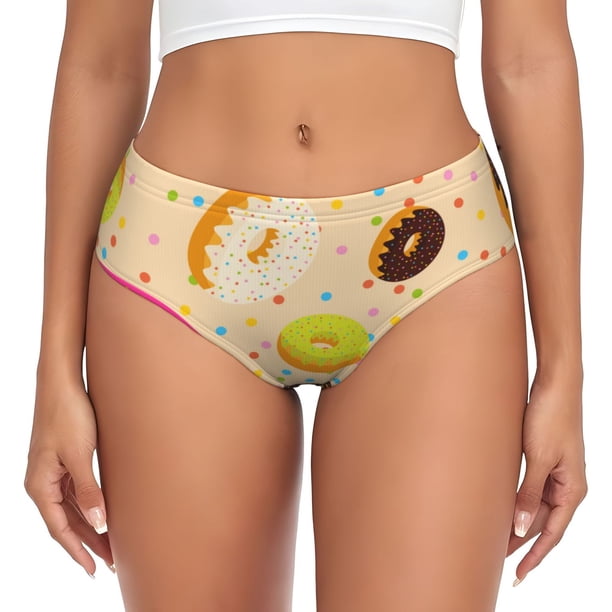 Fotbe Donuts Calzones Estampados para Mujer – Ropa Interior de Algodón, Cómoda, Suave y Elástica-Large