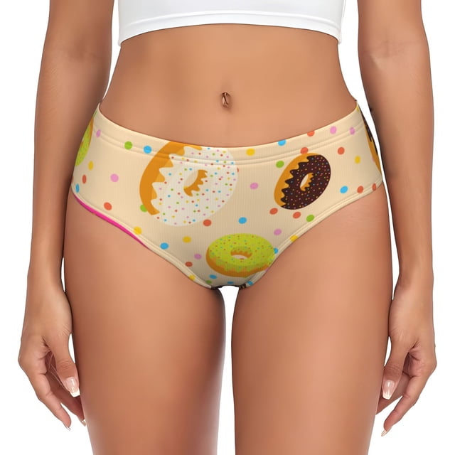 Fotbe Donuts Calzones Estampados para Mujer – Ropa Interior de Algodón, Cómoda, Suave y Elástica-Medium