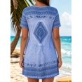 thumbnail image 2 of Cuteduck Women’s V-Neck Short Sleeve Casual Midi Dress – Boho Print, Loose Fit Flowy A-Line Sundress – Summer Beach & Everyday 1X-5X, 2 of 7