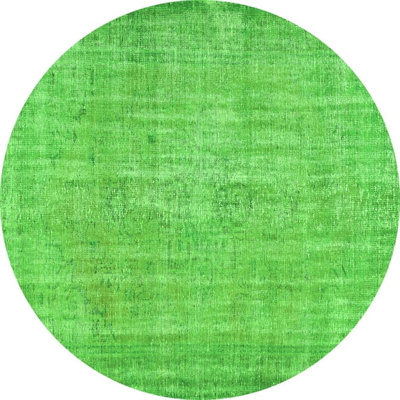 Ahgly Company Indoor Round Abstract Green Contemporary Area Rugs, 3' Round