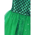 thumbnail image 5 of Aislor Girls Sequins Mermaid Costume Criss Cross Back Fishscale Leotard Tutu Ballet Dress Princess 3-10 Green 6, 5 of 7