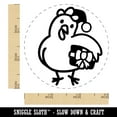 thumbnail image 2 of Santa Helper Elf Christmas Chicken with Present Self-Inking Rubber Stamp Ink Stamper - Yellow Ink - Small 3/4 Inch, 2 of 7