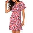 thumbnail image 2 of Fotbe Strawberry Bata de Dormir para Mujer con Estampado, Camisón de Algodón de Manga Corta, Ropa de Dormir Casual, 2 of 6
