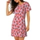 thumbnail image 2 of Fotbe Strawberry Bata de Dormir para Mujer con Estampado, Camisón de Algodón de Manga Corta, Ropa de Dormir Casual, 2 of 6