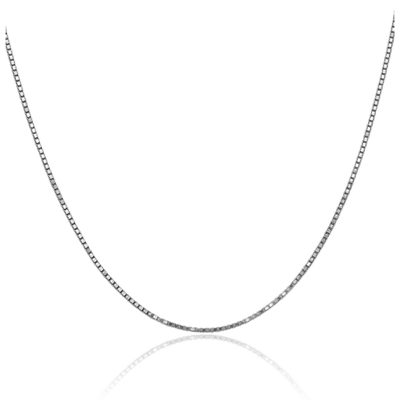 10K Solid White Gold 1.25mm Box Link Chain Necklace