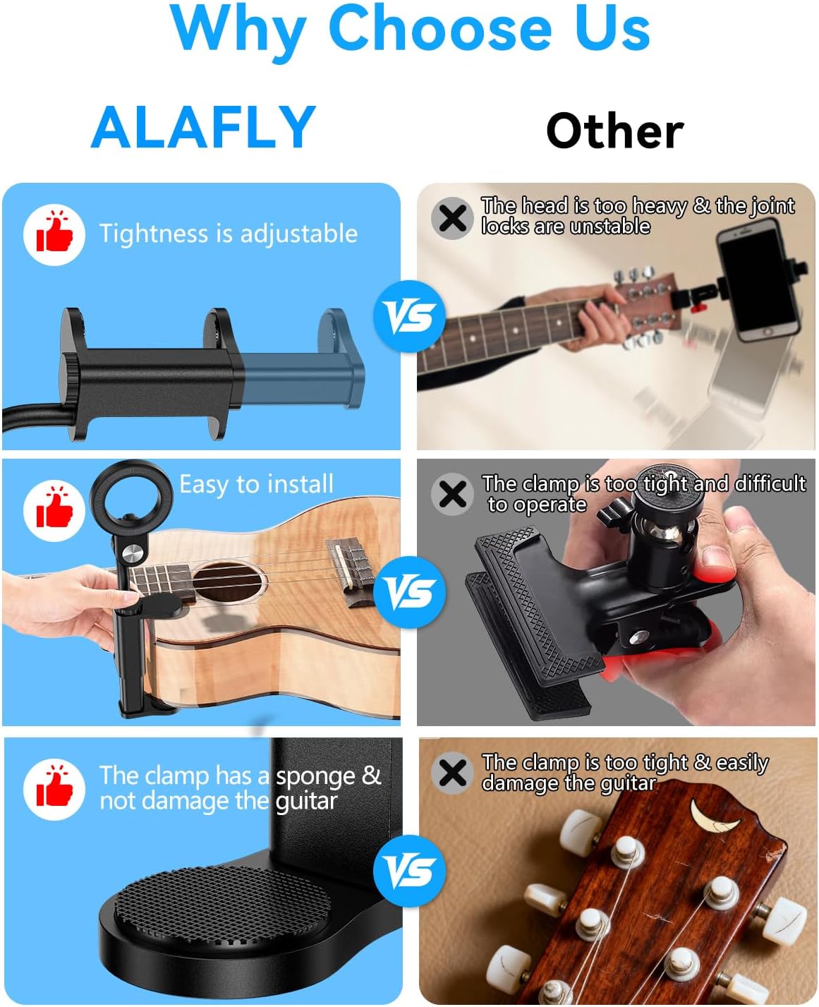 Magnetic Guitar Phone Holder [N54 Stronger Magnets] Universal Smartphone Mount for Guitar, Bass, Ukulele, 360° Adjustment Ideal for Video Recording/Live Streaming/Online Teaching,Hollow Model