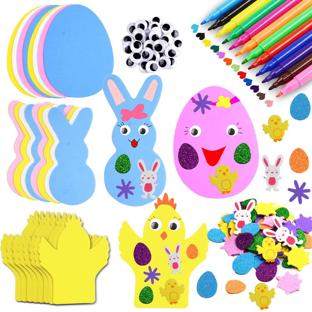 BEIGUO Easter Crafts 24pcs Easter Foam Stickers Set DIY Easter Decorations for Kids Boys Girls Easter Basket Stuffers Party Favors Supplies