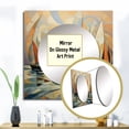 thumbnail image 3 of Designart "Abstract Sailboats at Sunset Cubist Minimalist Scene III" Boat Square Mirror Wall Decor Modern - Large Brown Square Bathroom Mirror - Square Printed Wall Mirror Art, 3 of 5