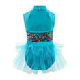 thumbnail image 3 of iixpin Girls Salsa Jazz Dress Sleeveless Backless with Shiny Sequins in Color Block Pattern Hip Tassels Dance Jumpsuit Blue Green 12, 3 of 6