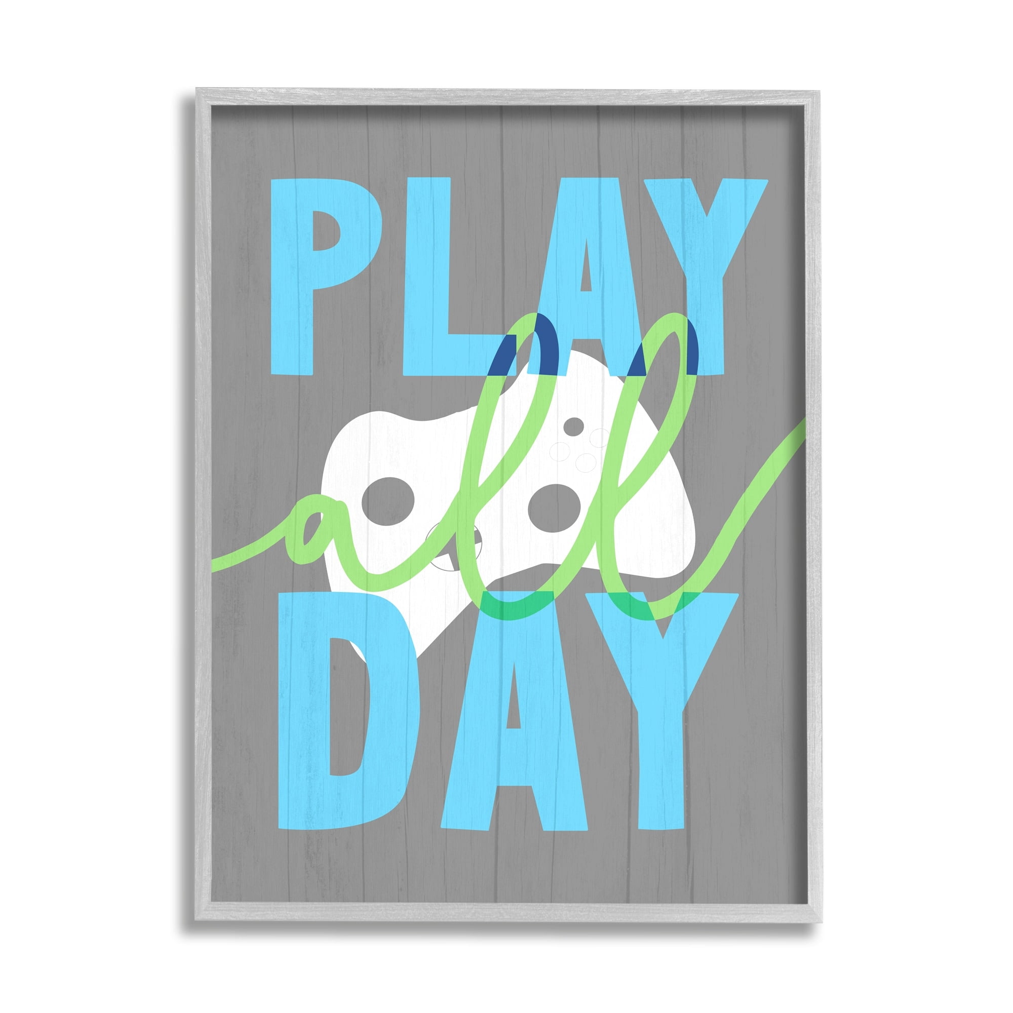 Stupell Industries Play All Day Phrase Rustic Video Game Controller, 11 x 14, Design by Daphne Polselli