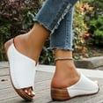 thumbnail image 5 of LOVZFMLL Women's Chunky Wedge Sandals Open Toe Slip On Summer Casual Slides with Arch Support Comfort Walking Shoes White 7, 5 of 9