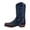 Dark Blue, variant on Men's Mid Calf Boots Square Toe Embroidered Western Style Boots Side Zipper Boots Low Heel