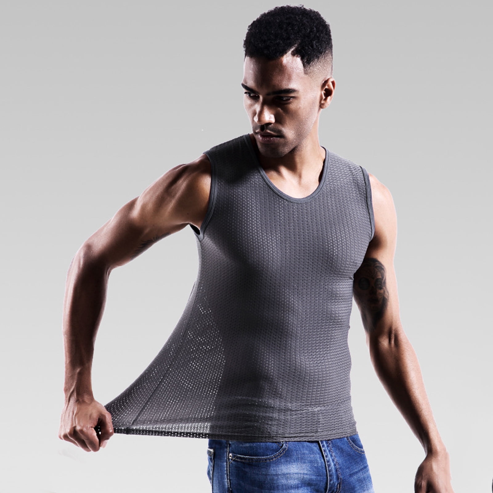 mens fitted vest tops