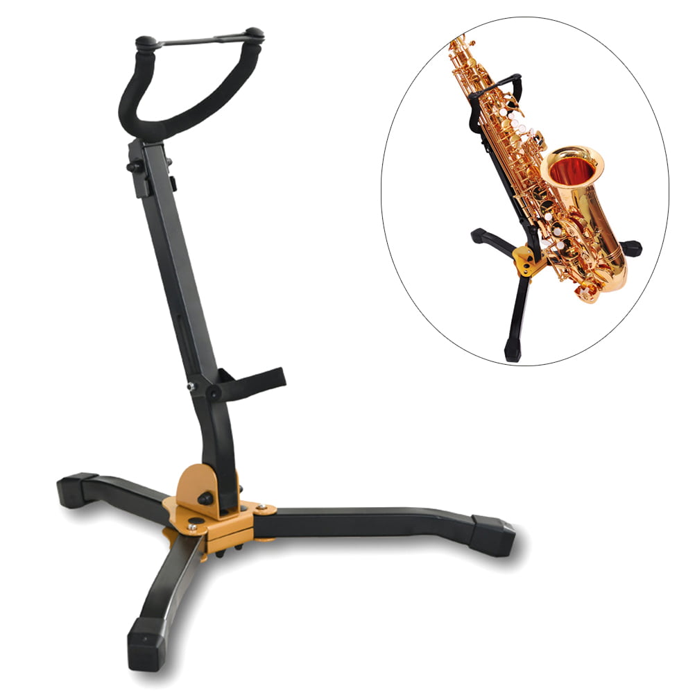 Jiayouy Bb Soprano Saxophone Stand Foldable Metal Tripod Holder Base for Straight Soprano Sax Wind Instrument Accessories 