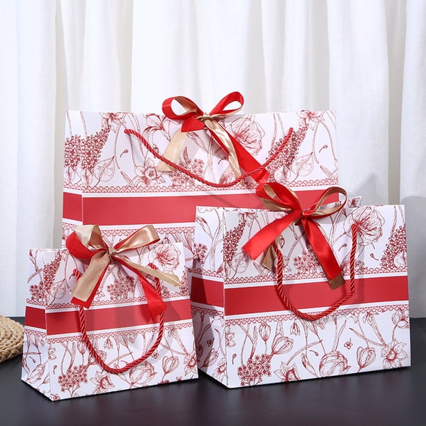 Bolsa de embalaje de regalo con lazo festivo estilo Ins Mori, bolsa de papel portátil, bolsa de compras de ropa impresa, regalo de acompañamiento