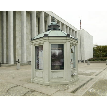

Print: Exterior View. Information Kiosk Shaped Like The Cupola Of The