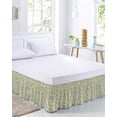 thumbnail image 2 of Sage Green Flowers Bed Skirt King Size, Rustic Pastoral Botanical Floral Leaf Wrap Around Bed Skirting with Adjustable Elastic Strap, Dust Ruffled Pleated Bedskirts 18 Inch Drop for Bedroom King Beds, 2 of 3