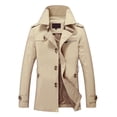 thumbnail image 2 of QHFBli Slim Fit Mens Trench Coat Men's Solid Color Anorak Jacket Long Sleeve Turn-Down Collar Windbreaker Coat for Autumn Beige L, 2 of 8