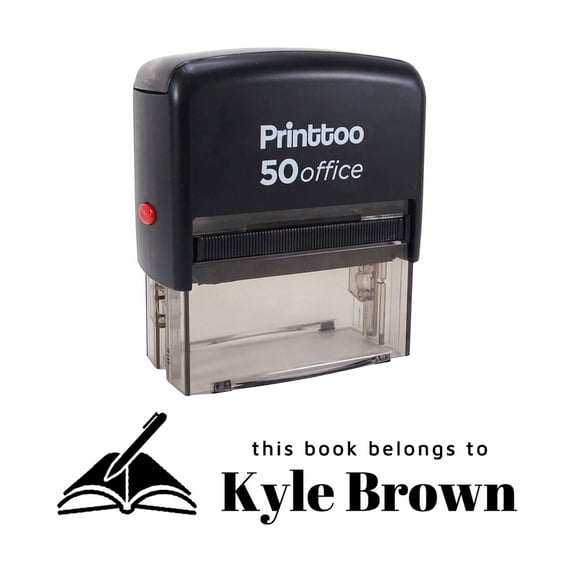 Printtoo Personalized Black Self Inking This Book Belongs To Custom Library Rubber Stamper-68 x 30 mm