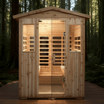 KUNSANA Natural Old Fir Wood Sauna Outdoor Far Infrared Saunas for 4 Persons Detox 2050W