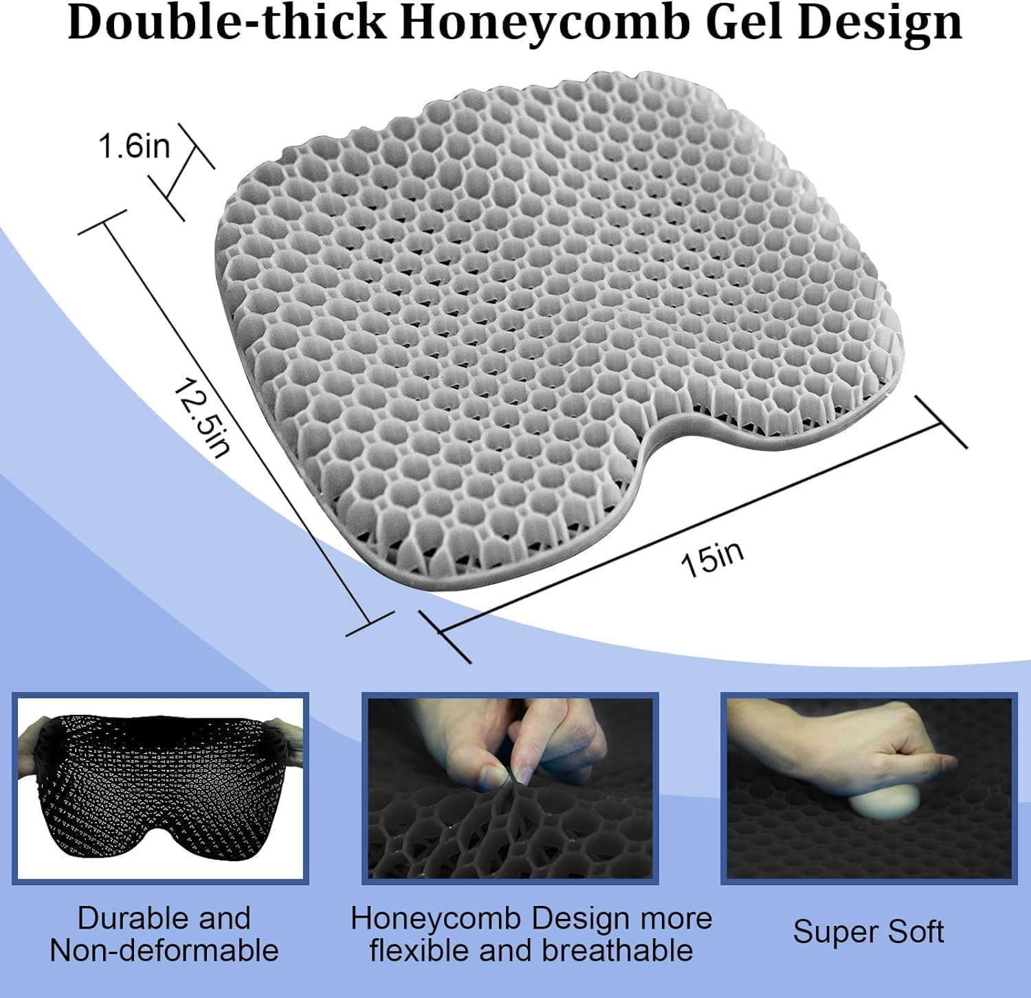 Anti-Slip Kayak Seat Cushion - Waterproof Thicken Gel Boat Kayak Canoe Rowing Stadium Pad for Sit in Kayak Chair Kayak Accessories Equipment Gear for Fishing Kayak