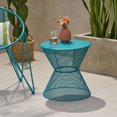 thumbnail image 2 of GDF Studio Doane Outdoor Metal Mesh Hourglass Side Table, Matte Teal, 2 of 8