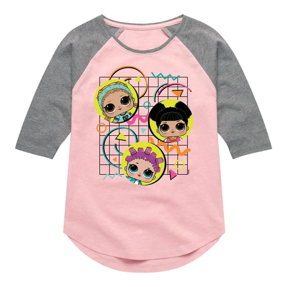 LOL Surprise! Dolls - Retro Style - Original Dolls - Toddler & Youth Girls Raglan Graphic T-Shirt