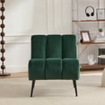 thumbnail image 2 of 24" Armless Accent Chair with Metal Legs, Mid Century Modern Reading Chairs with Ergonomical Backrest, Tufted Side Chair for Living Room, Bedroom, Patio, Office, Green, 2 of 8