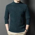 thumbnail image 2 of Suéter de otoño e invierno 2024 nuevo suéter de cuello alto medio grueso de jacquard natural para hombre, ropa interior informal de punto, suéter de manga larga, 2 of 4