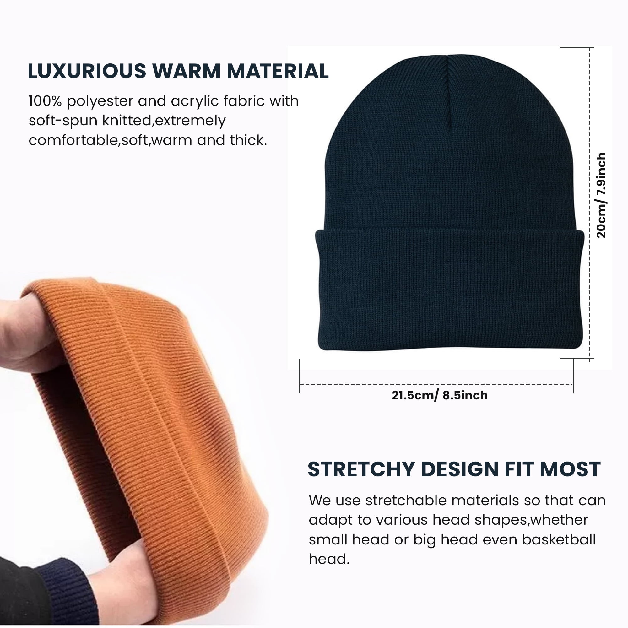 Stromguard Unisex Knit Beanie Hat, Slouchy Ski Cap with Cuff