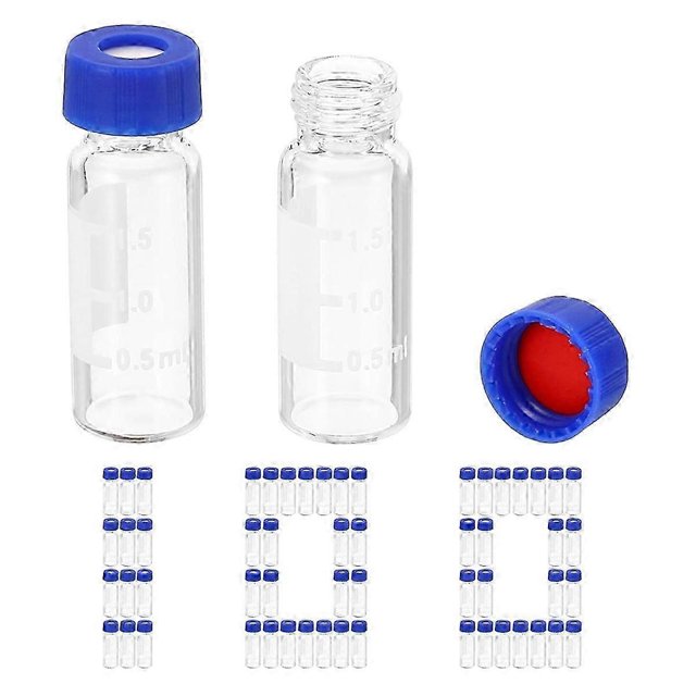 100 viales de 2 ml para automuestreador, viales de muestra transparentes con tapa de rosca y parche para escribir, para laboratorio de HPLC (9-425)