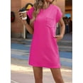 thumbnail image 5 of Women'S Summer Mini T Shirt Dress Casual Cap Sleeve Crewneck Loose Basic Short Beach Dresses Rose Red L, 5 of 8