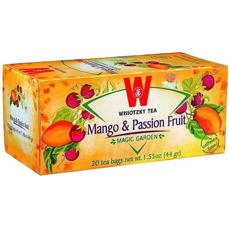 Wissotzky Mango & Passion Fruit Tea (20 Tea Bags) Caffine Free, Made With Premium Fruit & Herbal Tea Leaves