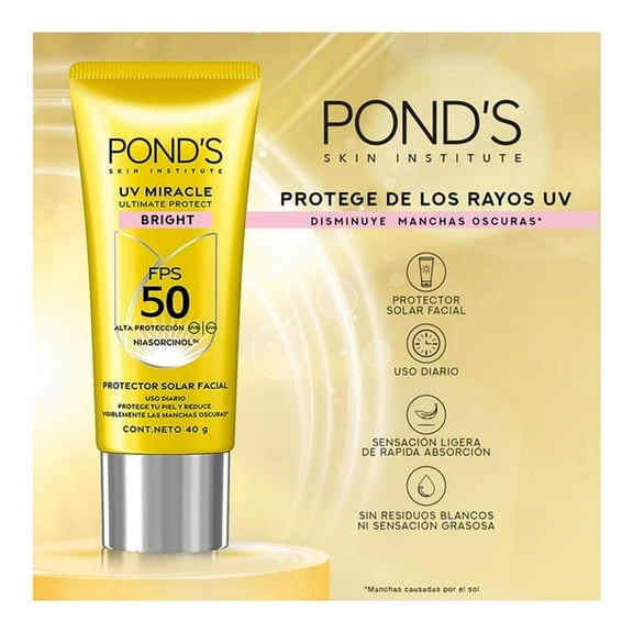 Pond's UV Miracle Bright Facial Sunscreen SPF 50 with Niasorcinol 40gr