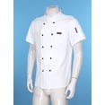 thumbnail image 3 of Manyakai Unisex Professional Chef Jacket Short Sleeve Classic Cooking Coat Restaurant Kitchen Uniform #01White L, 3 of 7