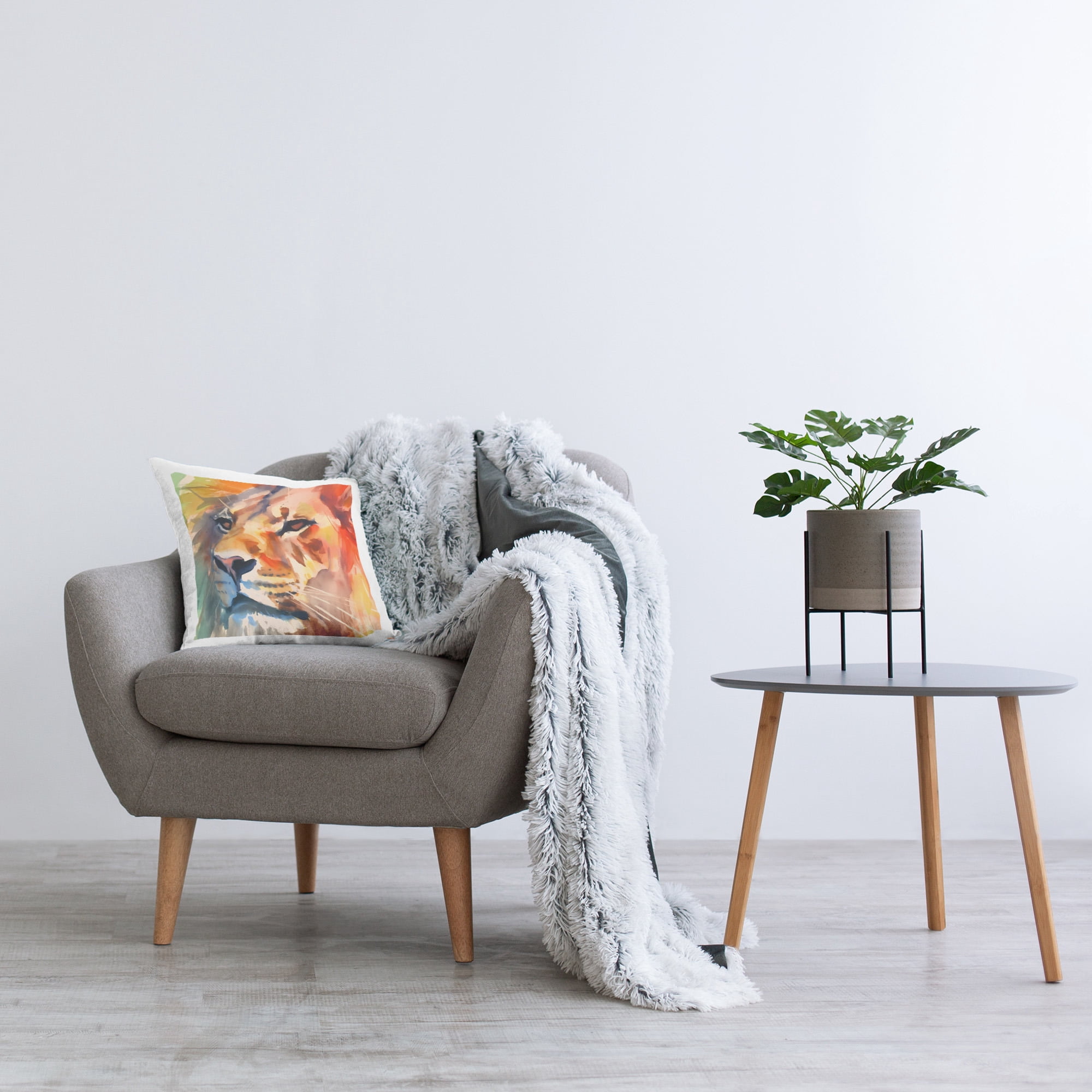 Stupell Industries Fierce Lion Face Decorative Printed Throw Pillow Design by Walker Noble