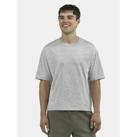 No Boundaries Cotton Oversized Cropped Tee with Short Sleeves, Men's and Big Men's XS-5XL