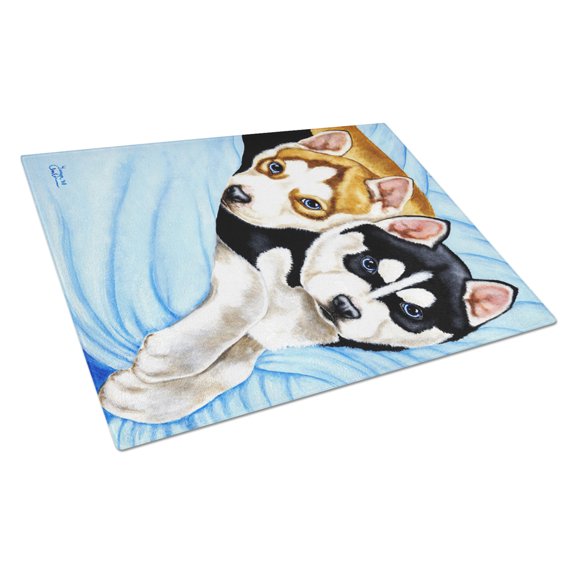 Carolines Treasures AMB1327LCB Snow Angels Siberian Husky Glass Cutting Board Large, 12H x 16W, multicolor
