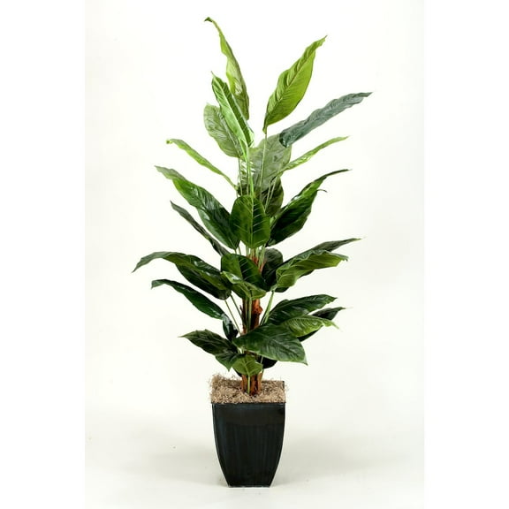 D & W Silks 7' Spath Plants in Square Metal Planter