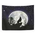 thumbnail image 2 of ABPHQTO Lobo bosque árbol noche Luna estrella nebulosa universo galaxia tapiz decoración de pared sala de estar dormitorio tapices DIY 100x150 cm, 2 of 4