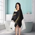 thumbnail image 6 of Black and Gold Marble Layered Waves Pattern Hooded Bath Towel，50"x30" for Ages 3 To 12 Kids, Quick Dry Lightweight Soft Microfiber Hood Beach Towel Cover Up for Kids, 6 of 7