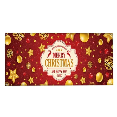 

7 X 8 Ft Holy Night Christmas Outdoor Garage Door Banner Red Merry Christmas Happy Large Christmas Decoration Holiday Polyester Cover Christmas Door Xmas Have A Year Happy Holiday