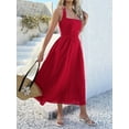 thumbnail image 2 of Women Summer Sleeveless Halter Maxi Dress Sundress 2025 Casual Flowy Wedding Guest Cocktail Beach Vacation Dresses Red S, 2 of 8