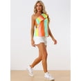 thumbnail image 3 of Blusa de verano con ribete de volantes y un hombro arcoíris para mujer Arcoiris Verde M, 3 of 5