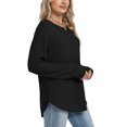thumbnail image 7 of Waffle Knit Tunic Tops For Women Fall Long Sleeve Shirts Curved Hem Crew Neck Loose Fit Fashion Clothing Outfits Plus Size Casual Comfy Black S, 7 of 7